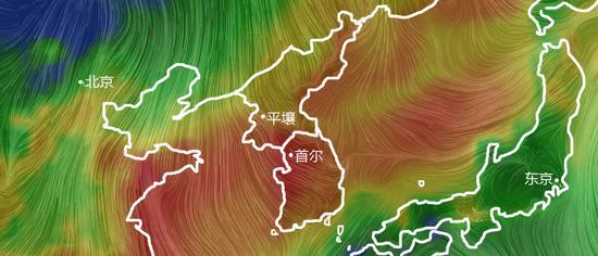 3月6日,朝鲜半岛实时PM2.5空气质量 图丨AirVisual