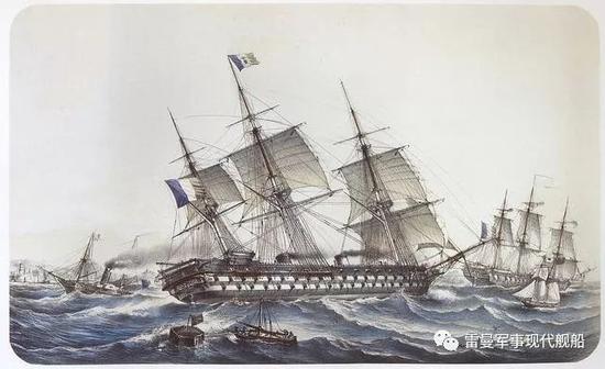 世界上第一艘蒸汽螺旋桨战列舰拿破仑号,1848年下水时一度牛气冲天