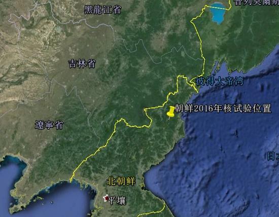 中国地震台网测定:01月06日09时30分在朝鲜(疑爆)(北纬41.30度,东经129.10度)发生4.9级地震,震源深度0千米。6日12时,朝鲜朝中社发布新闻称已成功进行第一枚氢弹试验,这标志着我们的核武器发展水平上了一个新台阶。图为朝鲜疑似核试验位置图。
