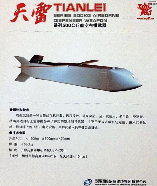 我国在珠海航展上展出的天雷隐身防区外攻击系统