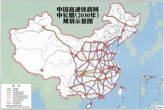 中国高铁路网中长期规划示意图(来源网络,非官方图)