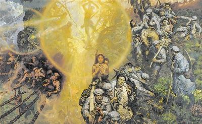 《长征之路》是著名画家沈尧伊历时一年精心创作完成的重要作品之一。此幅油画作品将长征中不同时间和空间巧妙地融合在一起,表现出红军长征不怕任何艰难险阻,不惜付出一切牺牲的伟大精神