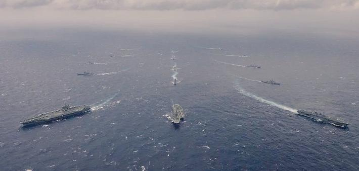 向谁示威?日准航母参加美日印关岛演习