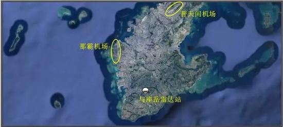 图2 日本航空自卫队与座岳雷达站位置示意图(二)