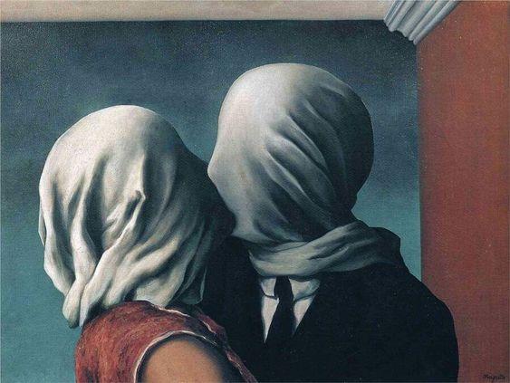 Rene Magritte 1928年的油画“The Lovers II”