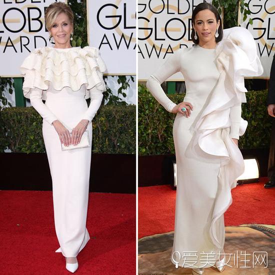 左:美国老牌影星简-方达(Jane Fonda) 右:美国演员宝-·巴顿(Paula Patton)