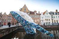 5吨海洋垃圾塑料组成“鲸鱼”