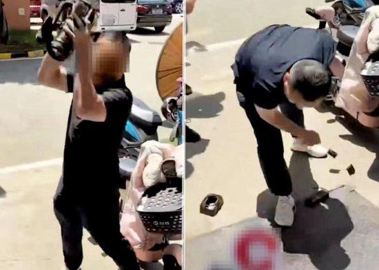 记者机器被砸坏。图/社交媒体