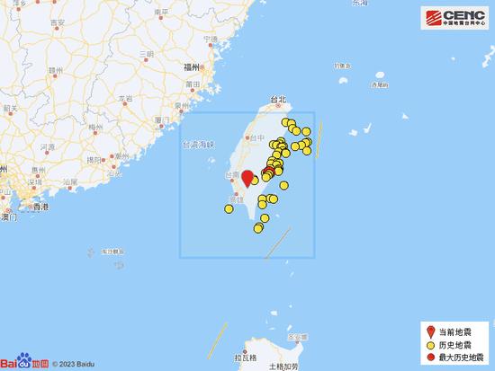 台湾高雄市发生4.7级地震，震源深度14千米