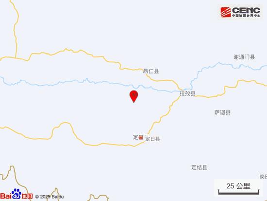 西藏日喀则市定日县发生4.5级地震