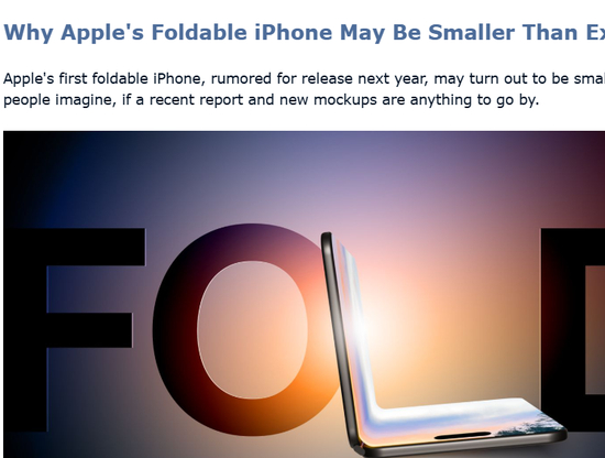 苹果折叠屏iPhone尺寸缩水？比预期更小，造型神似护照本