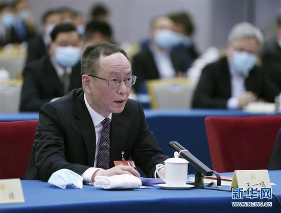5月23日,全国政协委员王一鸣在经济界联组会上发言。新华社记者 谢环驰 摄
