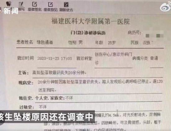 网传福建医科大学一研究生坠亡，生前曾称课题受限毕业困难，校方回应