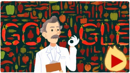 在史高维尔诞辰151周年,google制作了他的纪念doodle。图片:Google
