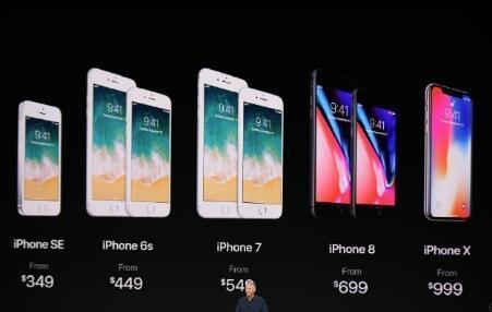 iPhone X成苹果首发价格最高的产品 图片来源:苹果发布会