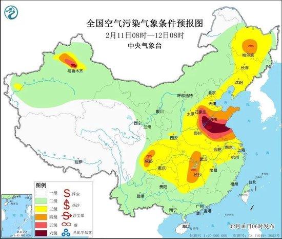 2月11日早上,中央气象台发布预警,11日至14日,华北中南部、黄淮、江汉、四川盆地等地大气扩散条件较差,有轻至中度霾,局地重度霾。