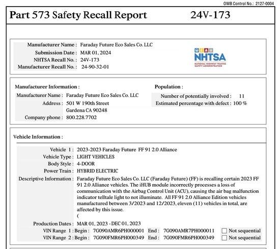 FF91召回率100%！贾跃亭造车9年，一次性全部召回，总共11辆，其中1辆是他自己的⋯⋯