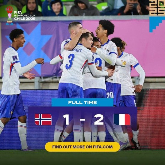 世青赛-法国2-1淘汰挪威晋级四强，半决赛将对阵摩洛哥