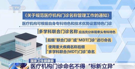 国家卫健委:医疗机构门诊命名不得“标新立异”