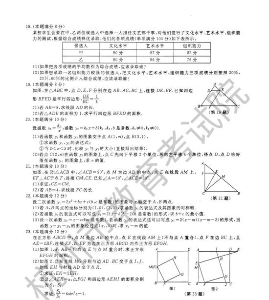 2022年杭州中考语文、数学、英语试题+答案揭晓