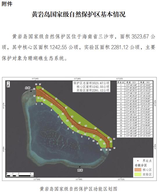 国家林业和草原局公布黄岩岛国家级自然保护区面积、范围和功能分区