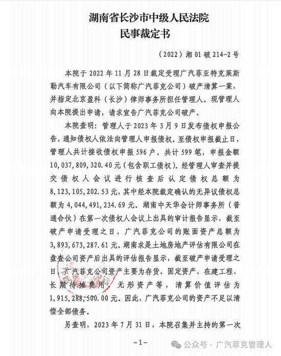 广汽菲克宣告破产