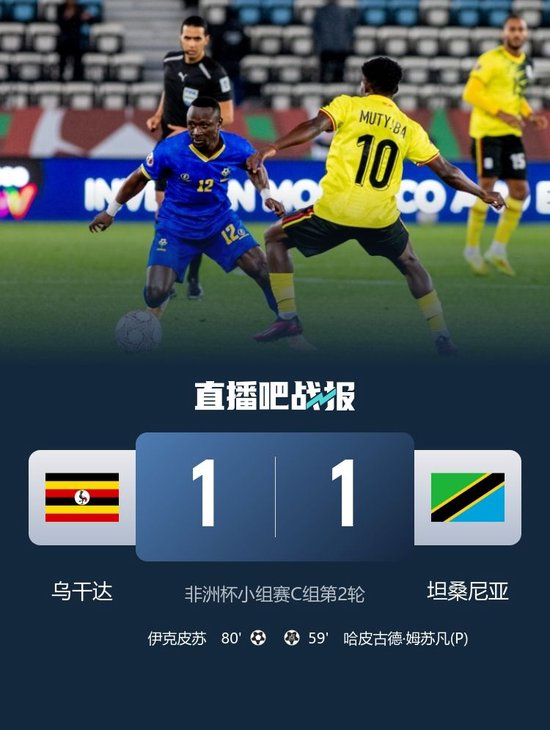 坦桑尼亚1-1乌干达分列三四名 姆苏凡点射伊克皮苏扳平奥凯洛失点