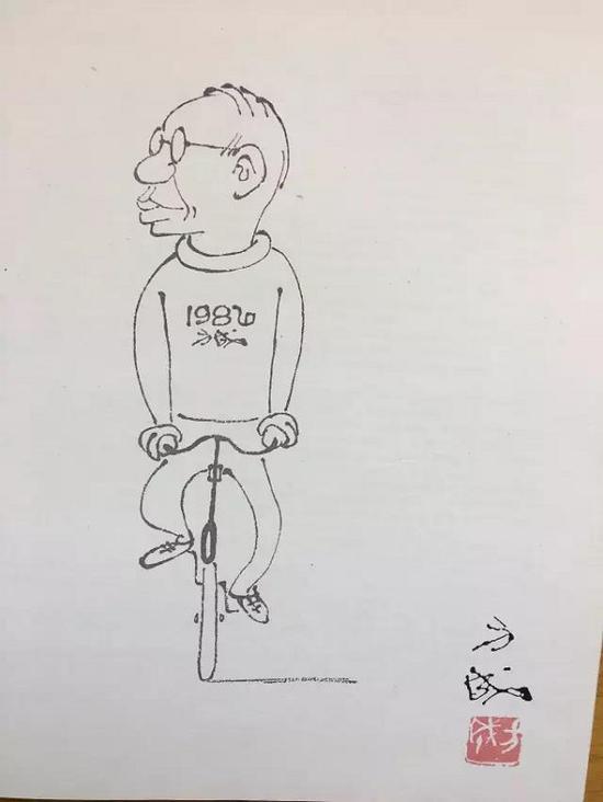 方成 《自画像——骑车》