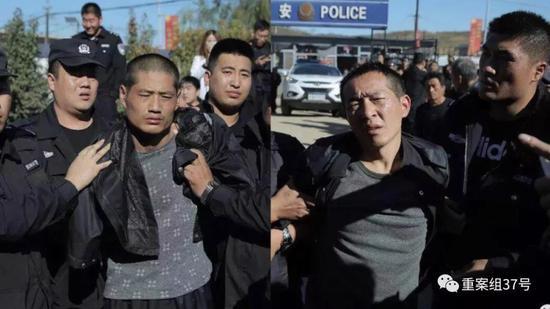 ▲越狱逃亡两天后,王磊和张贵林于河北平泉落网。 图片来源公号“微警事儿”