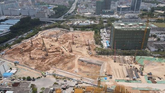 第三代半导体产业链重大项目施工现场。(深圳市重投天科半导体有限公司供图,无人机拍摄)