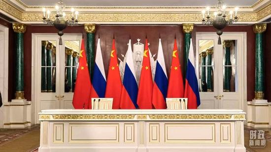 △当天,中俄两国元首在这里共同签署联合声明。(总台央视记者韩锐拍摄)