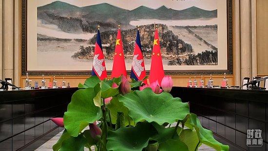 △中柬元首会见会场。(总台央视记者范凯拍摄)