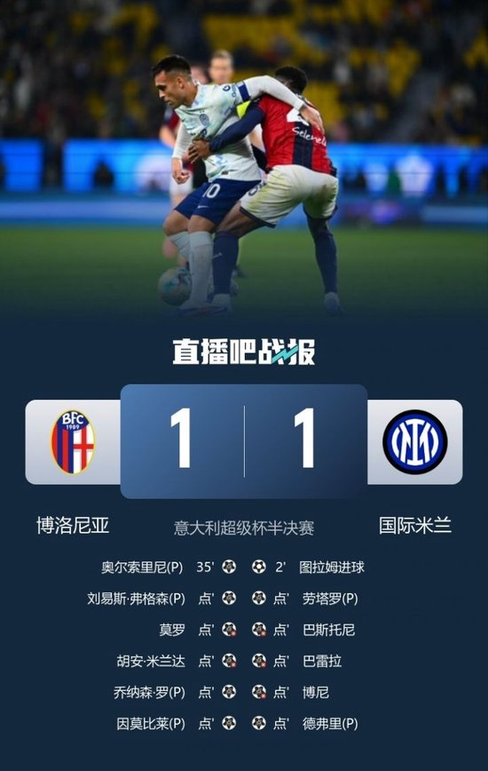 3人失点！国米1-1点球2-3博洛尼亚无缘意超杯决赛 巴雷拉博尼失点