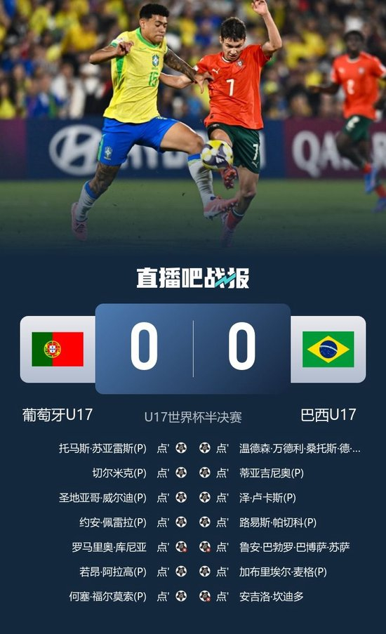 U17世界杯-葡萄牙点球6-5巴西进决赛战奥地利 安吉洛失点