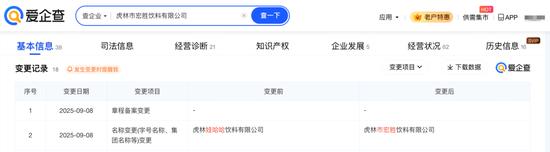 娃哈哈旗下多家公司近期更名为宏胜
