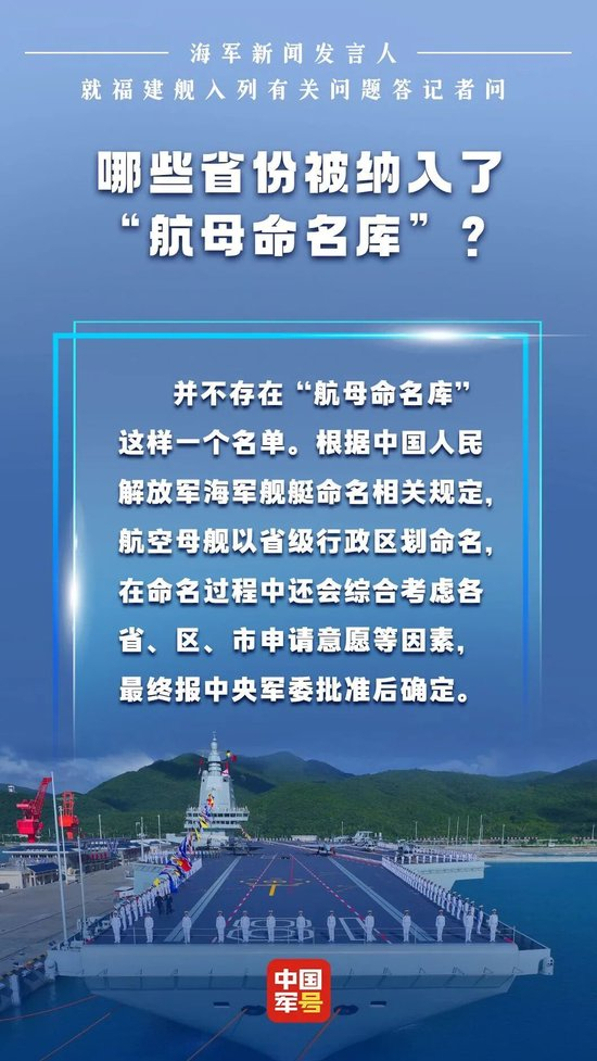 福建舰后,还会用哪个省份命名航母?海军回应