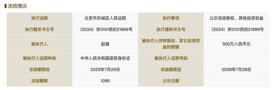 赵薇所持1590万元股权再被冻结