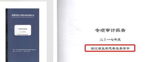△ 浙江省益农慈善基金会专项审计报告截图