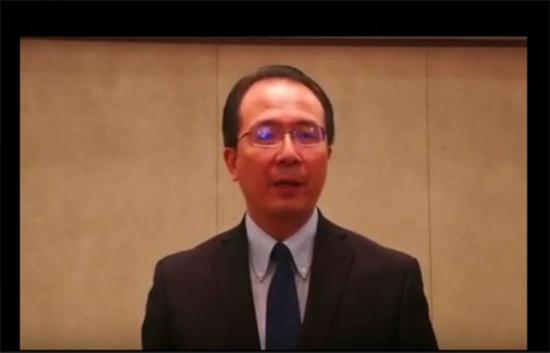 中国驻芝加哥总领事馆总领事洪磊视频发言。 视频截图