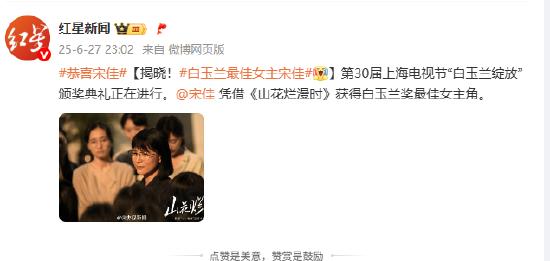 揭晓！白玉兰最佳女主宋佳