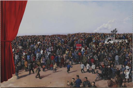 2018年《来来往往》,200×300cm布面油画,贺丹