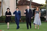 特朗普举行晚宴款待日本首相 安倍携夫人现身破离婚传闻