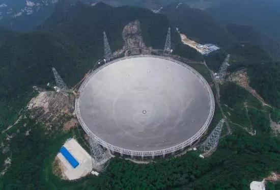 △ 9月7日,已经完成反射面板安装的FAST矗立在群山中。