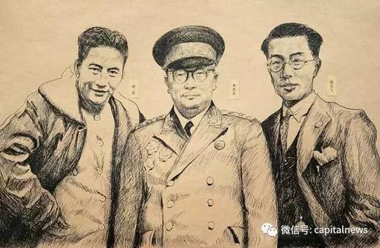 龙潭前三杰胡底(左)、李克农(中)、钱壮飞(右)。