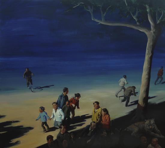 2011年《瞬间》,220×220cm布面油画,贺丹作品