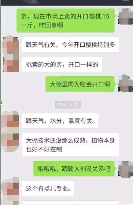 记者咨询种植温室樱桃的果农