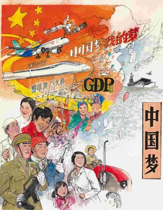 《党啊!我的信仰》之中国梦(国画) 李福顺