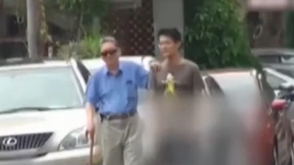 李敖生前与儿子散步画面