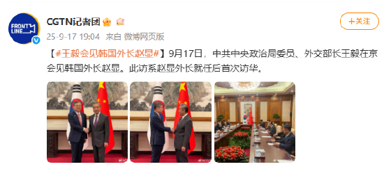 王毅会见韩国外长赵显