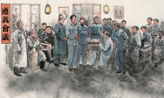 《党啊!我的信仰》之遵义会议(国画) 李福顺